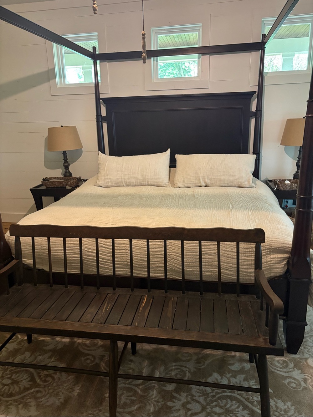 Pottery Barn Flax Cloud King duvet and 2 king shams.